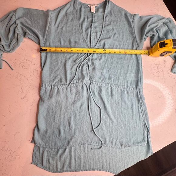 H&M Womens Sz 6 Plunge Neck Tie w/Drawstring Waist Beach Dress - Picture 10 of 13